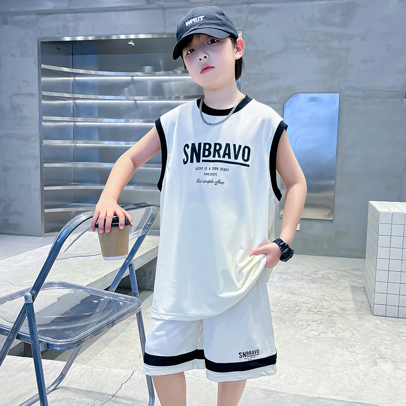 男童夏装套装2025新款青少年背心夏款儿童薄款运动大童夏季男孩潮