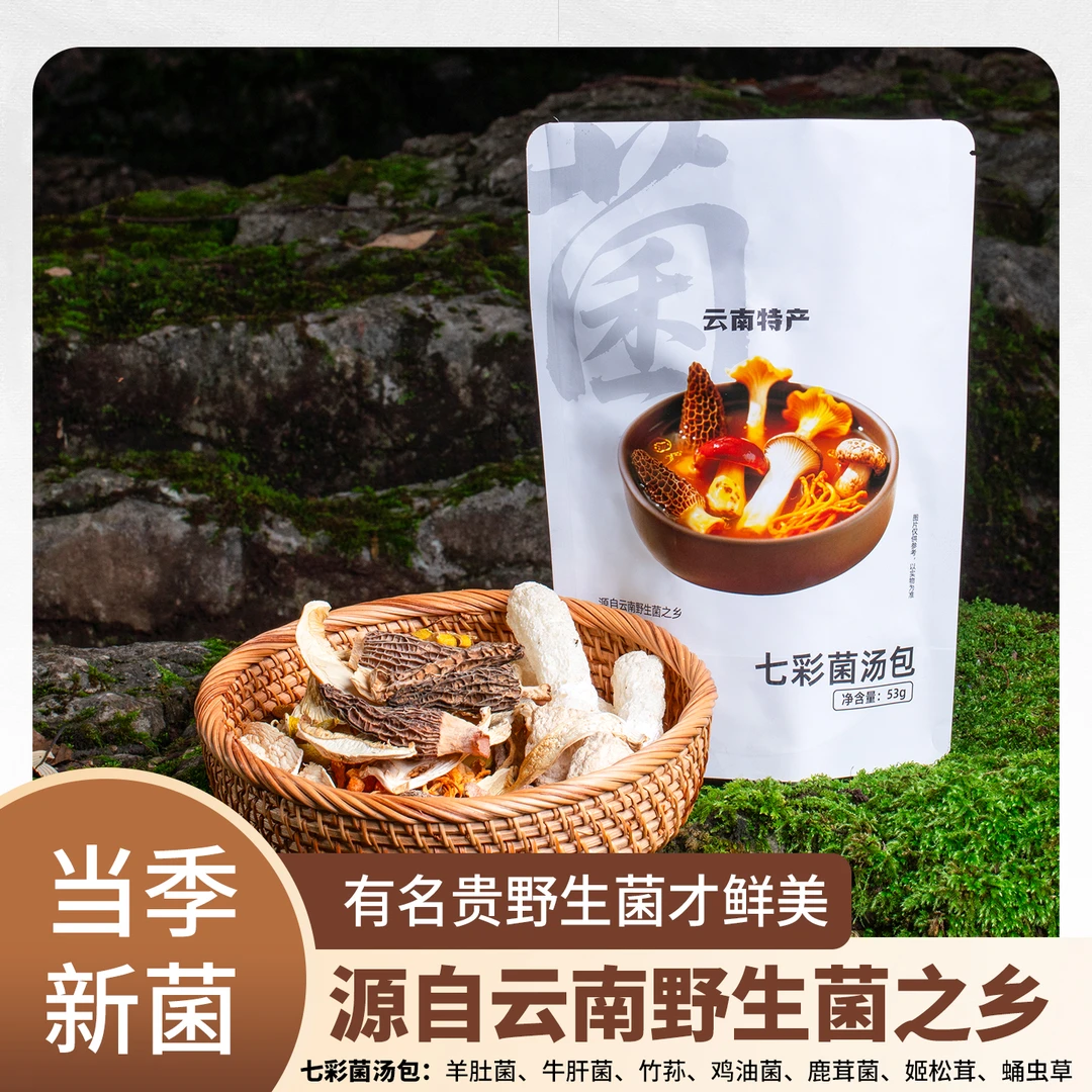 云南七彩菌汤包·野生菌汤包·云南特产·羊肚菌松茸松露
