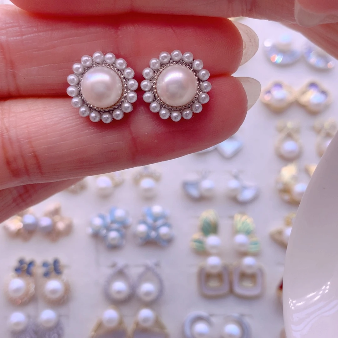 合金耳饰淡水珍珠