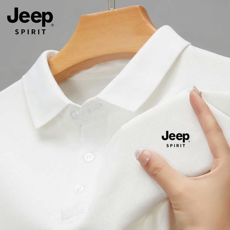 JEEPSPIRIT吉普男士短袖POLO衫夏季新款翻领透气冰丝无痕短袖T恤