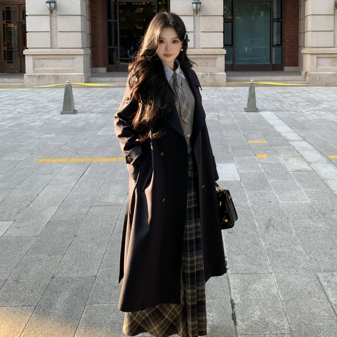 Blovelan剑桥晚风 韩系女主高级感秋冬显瘦风衣休闲英伦风大衣