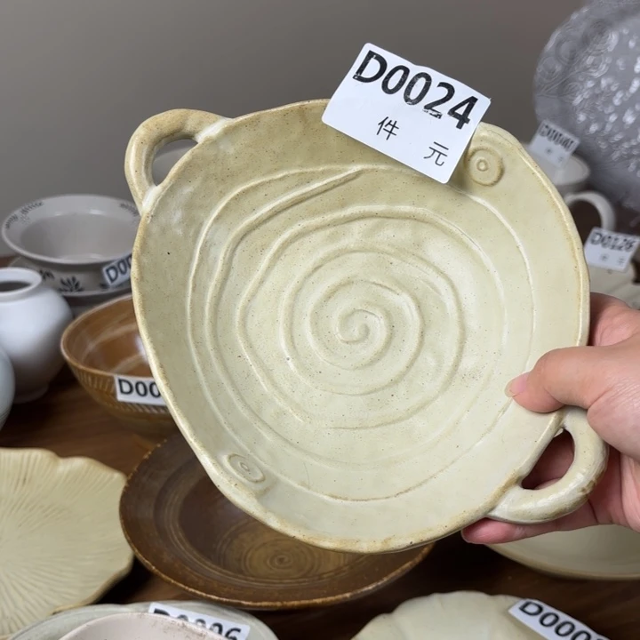 碗024粗陶异形双耳碗1个装