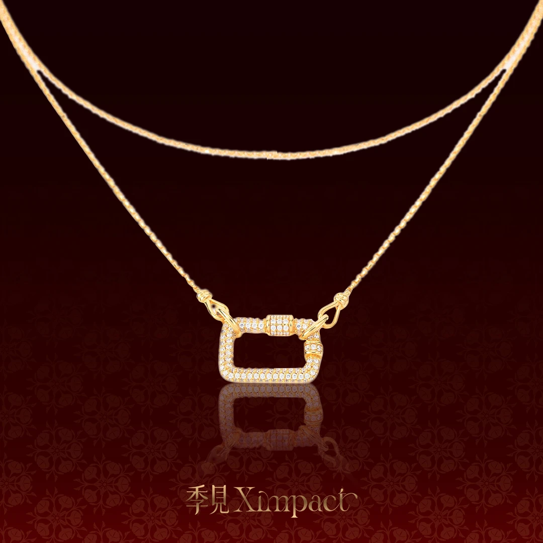 季見 链子925银 曜我系列-方形双链条项链闪耀魅力【礼物】