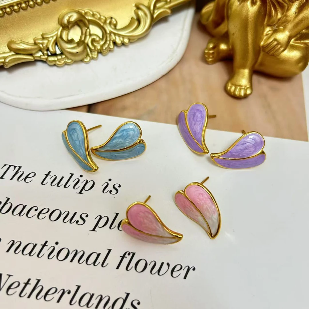 足金999黄金5D无氰时尚硬金气质个性简约百搭烤漆耳针2.95