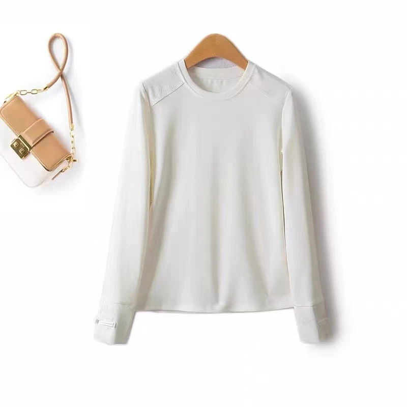 Y011 圆领国风上衣拼接显瘦休闲长袖T恤