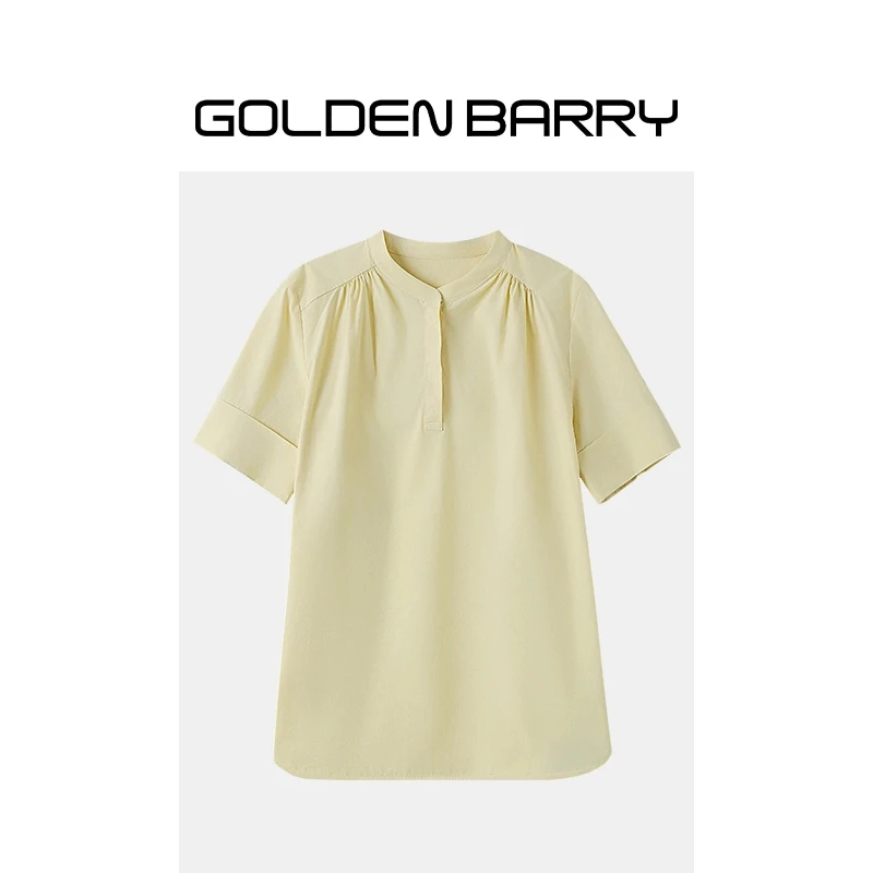 GOLDENBARRY|211064极简抽褶短袖衬衣