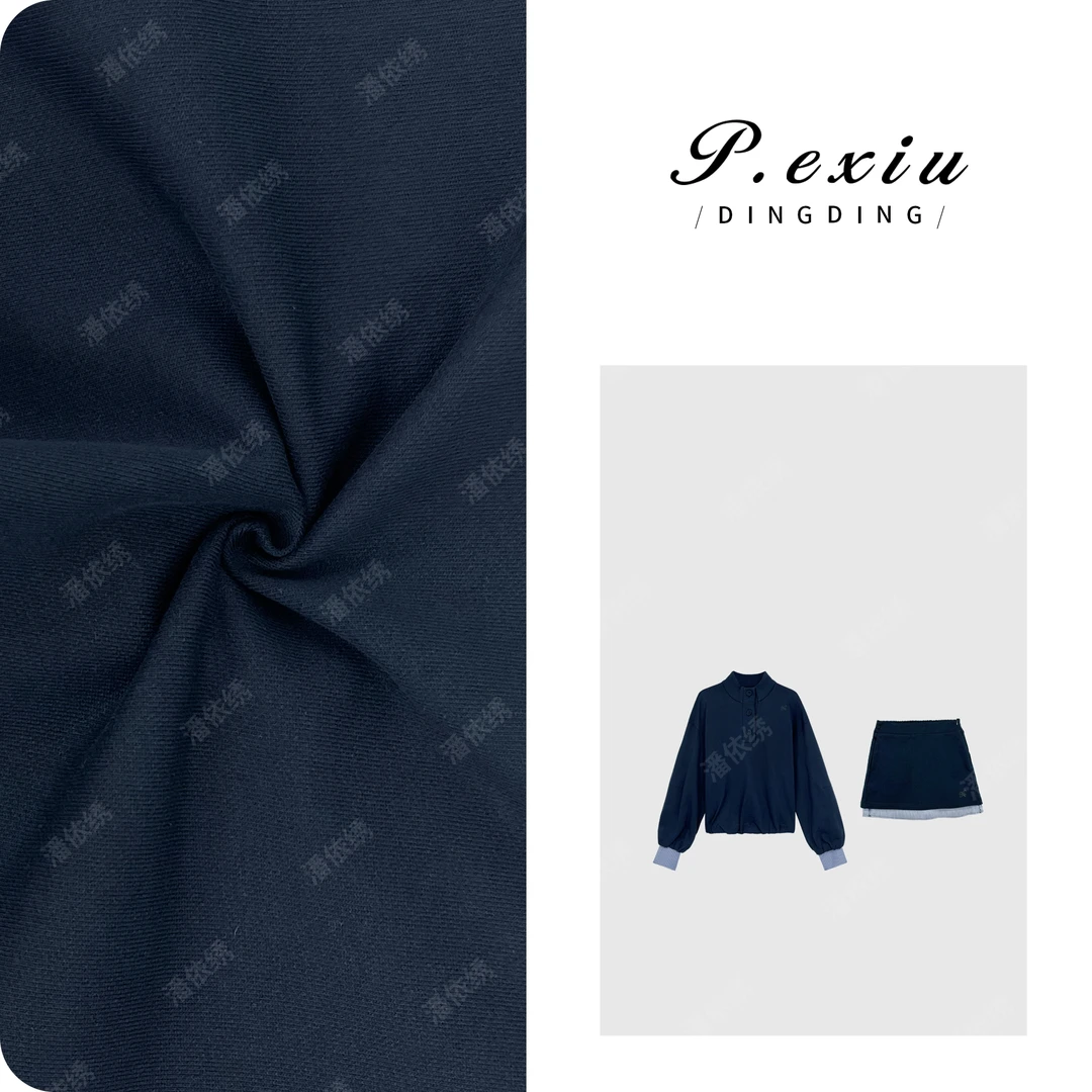 100%棉半开领格子拼接卫衣半身裙套装W-62660