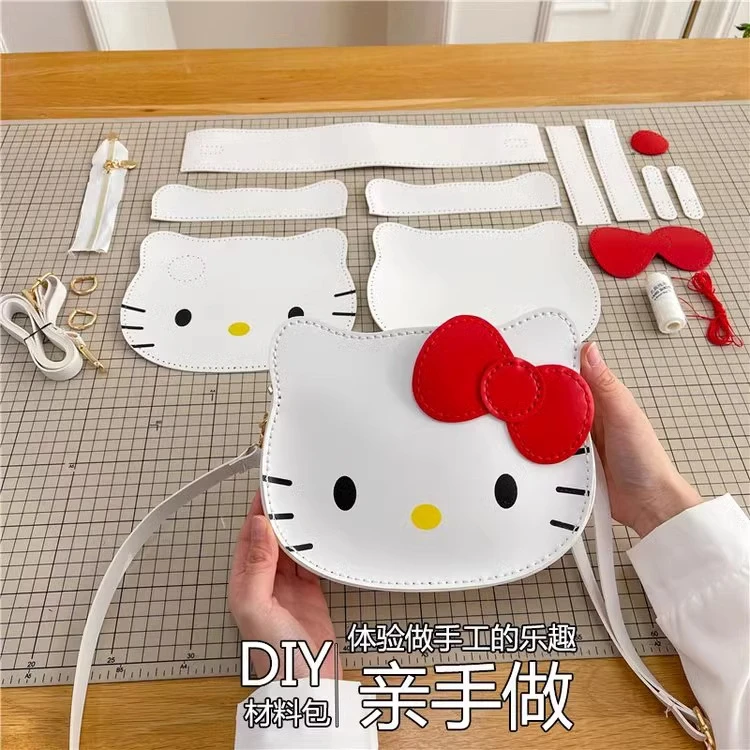 可爱Kitty猫手工DIY编织包包手缝自制送闺蜜女友礼物单肩百搭