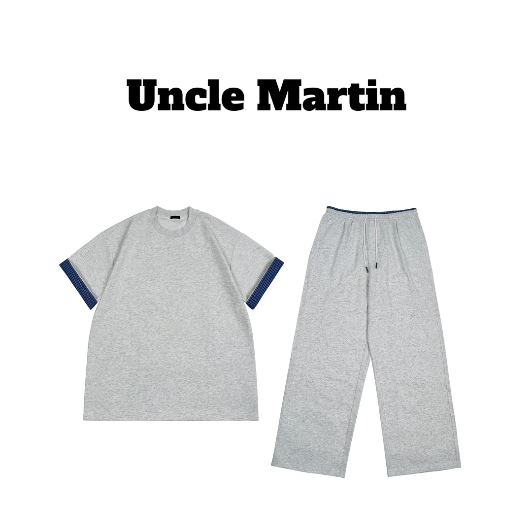 马丁叔叔 25夏季新款时尚潮流舒适休闲短袖长裤套装 309