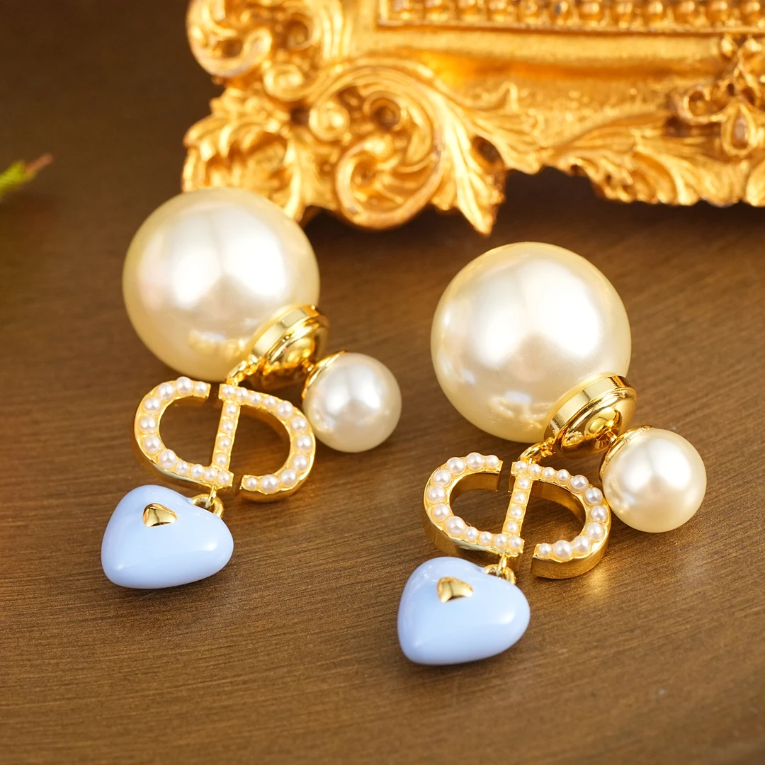 铜合金耳饰 【1200】LeLe 耳钉 cd珠珠桃心气质简约百搭