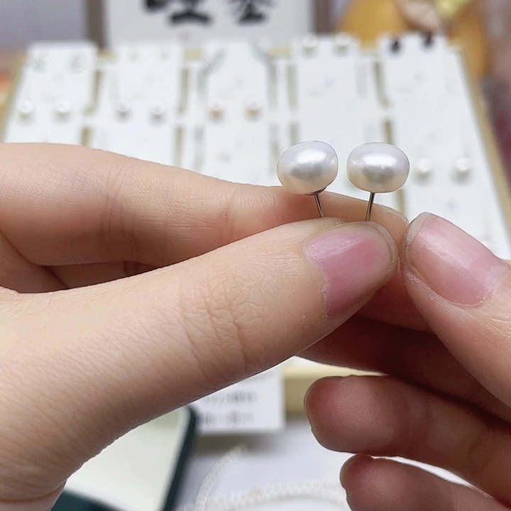 淡水珍珠耳饰银S925镶嵌依*