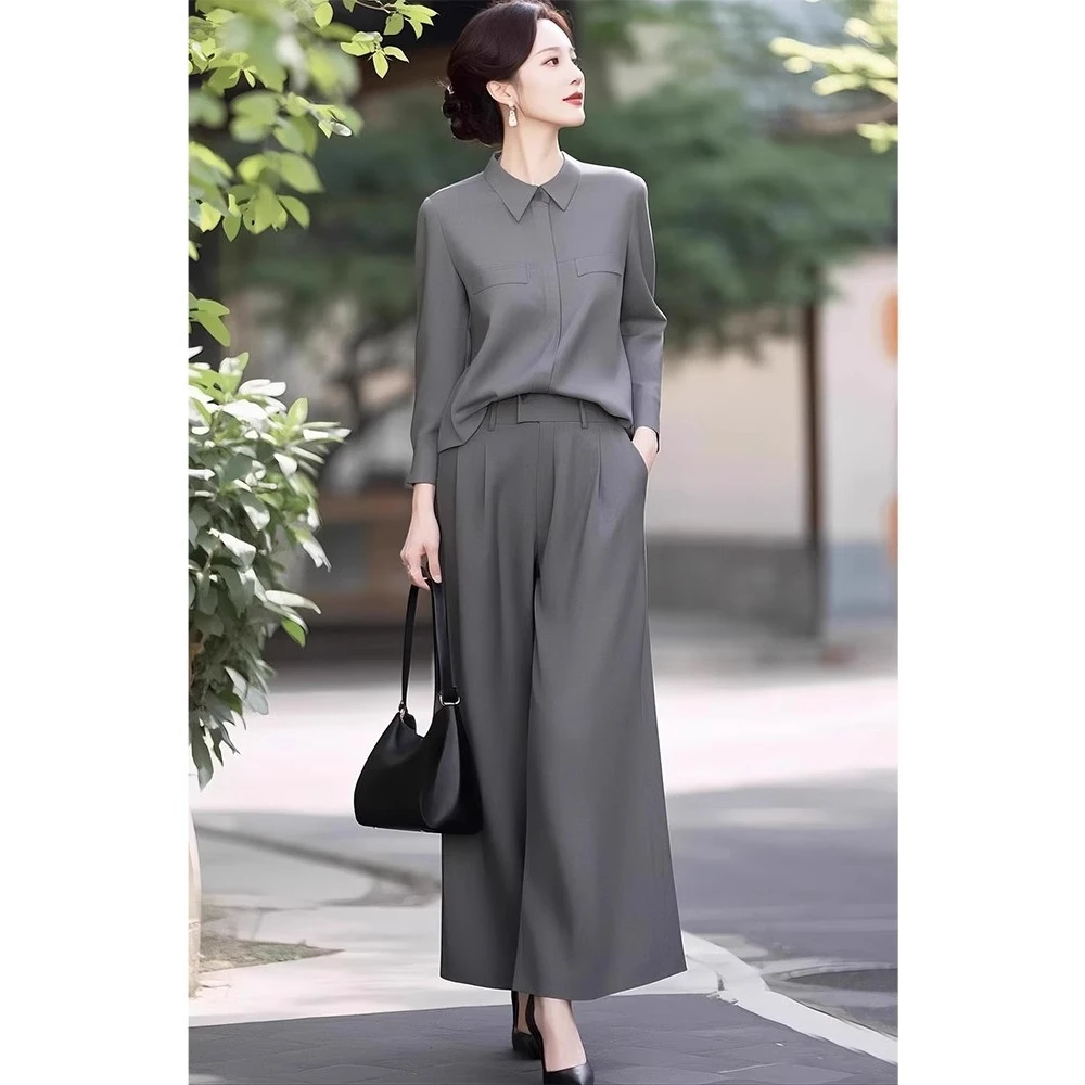 春季干练气质冷淡风职业套装女高级感独特绝美韩系衬衫西裤两件套
