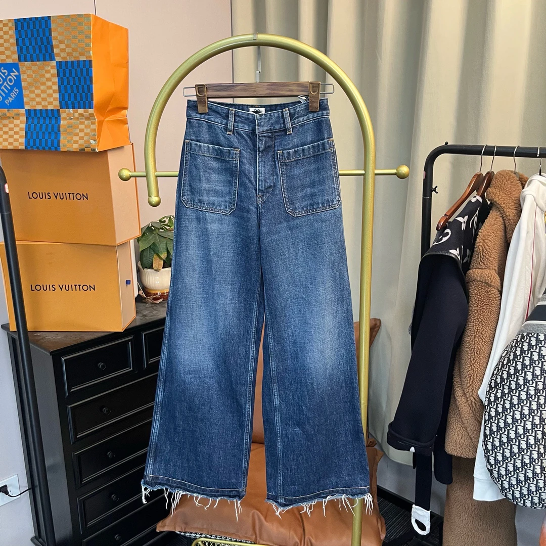 99新 DIOR/迪奥 高腰流苏阔腿牛仔裤 32码