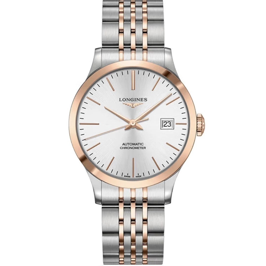 99新 Longines/浪琴 沛奢名品/开创者/表径38.5/条刻玫瑰金