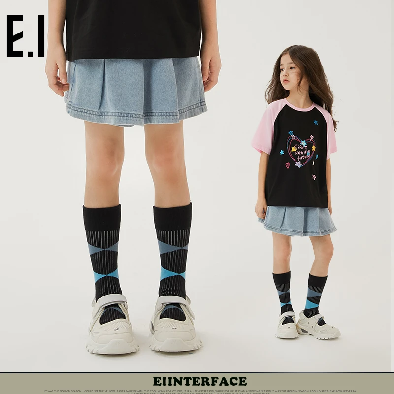 ei童装女童牛仔裙裤夏装中大童休闲五分裤百搭阔腿裤D8242778896