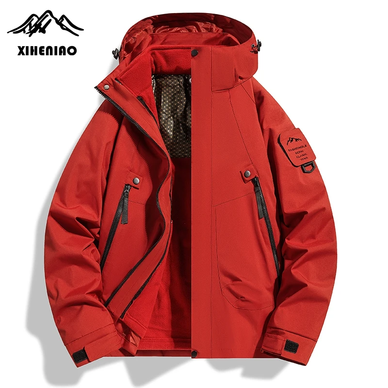 爆火朱雀红】 希和鸟冲锋衣三合一外套男女登山服户外防风防水情侣