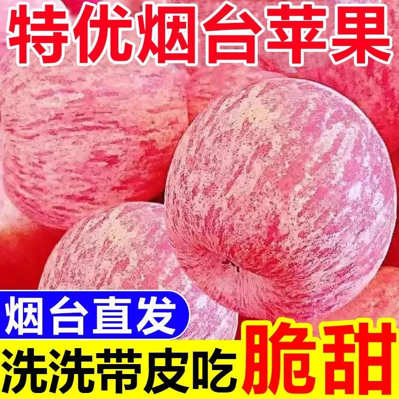 烟台红富士苹果脆甜多汁新鲜水果产地直发