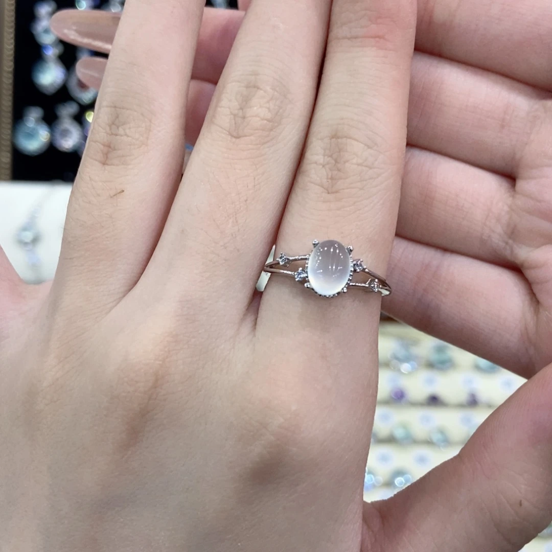 蛇纹石玉银S925镶嵌戒指