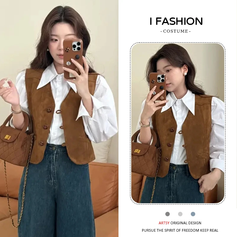 设计感韩系百搭时尚马夹女2025年春秋新款极简风通勤百搭短款上衣