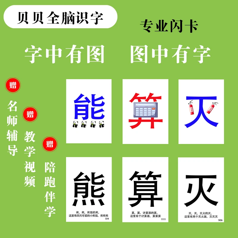 【林鸽老师专属】贝贝全脑识字大小卡黄金搭档专业闪卡提升学习力