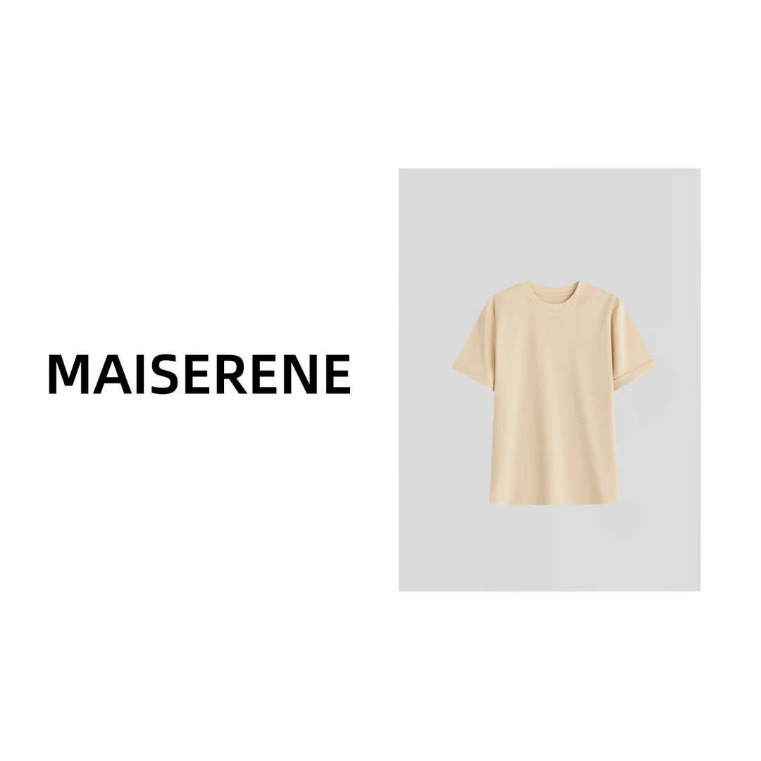 Maiserene桑蚕丝+棉经典圆领翻边短袖T恤CG1088