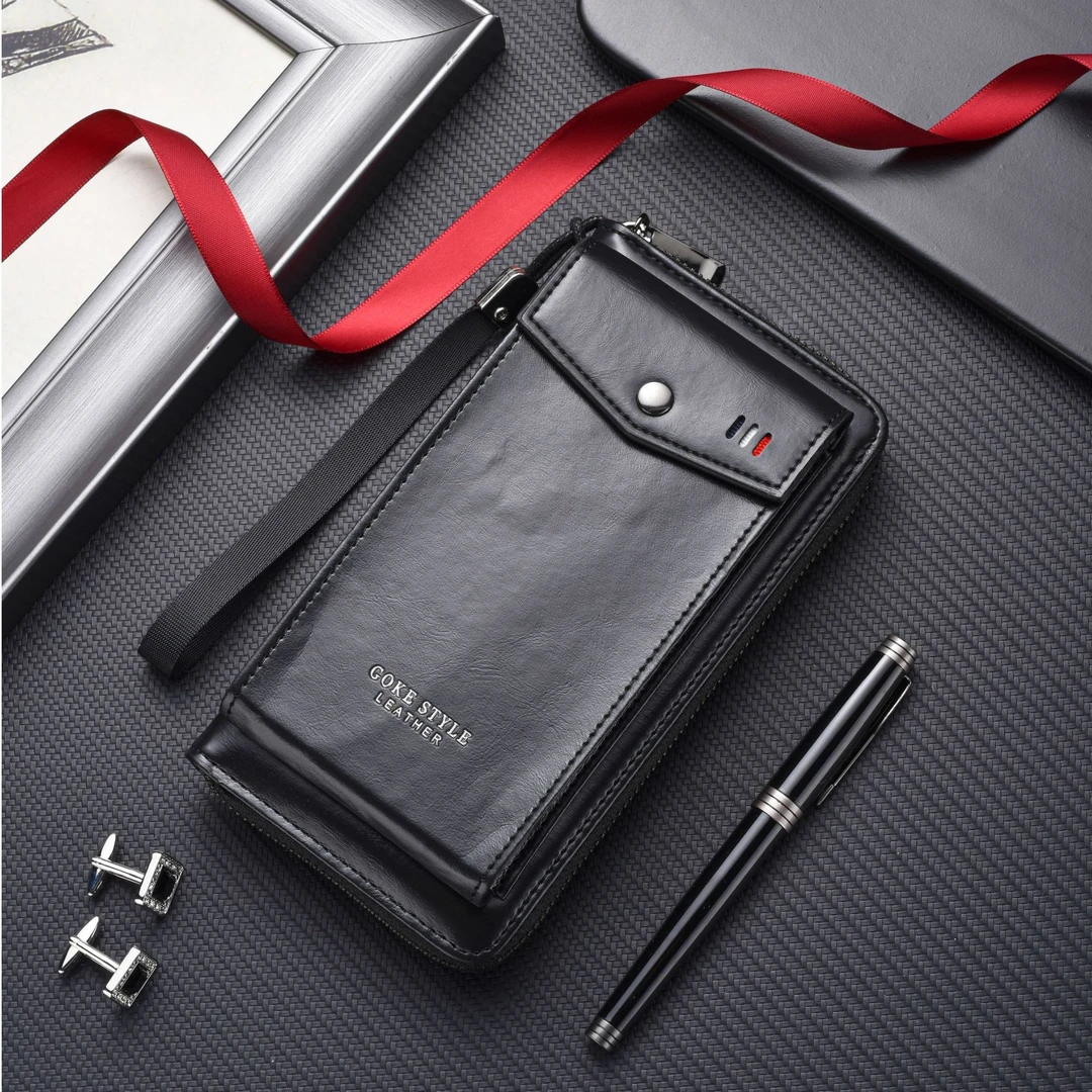 2025爆款钱包男士时尚长款拉链手机包多功能个性百搭手包出行皮夹