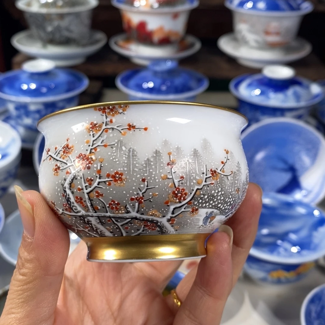 粉彩梅花主人杯杯