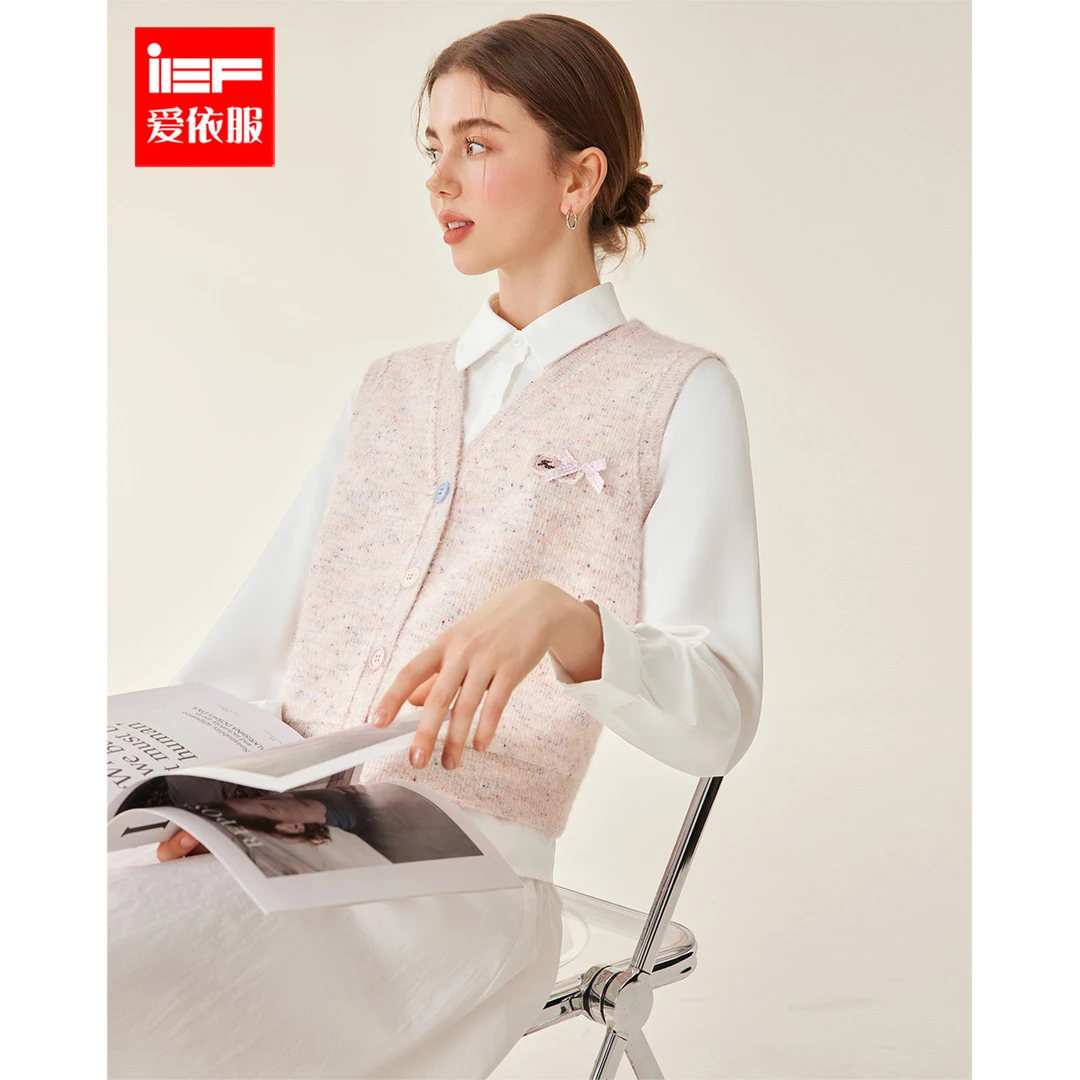 【商场同款新品】IEF/爱依服2025冬季新款学院风百搭衬衫两件套上衣