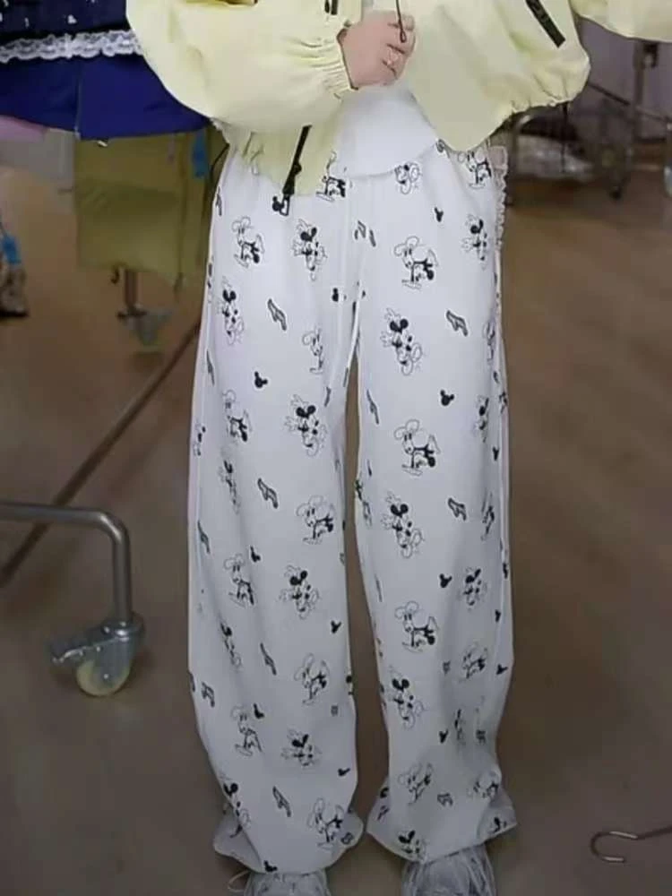 【济州岛】春款米奇满印束脚卫裤