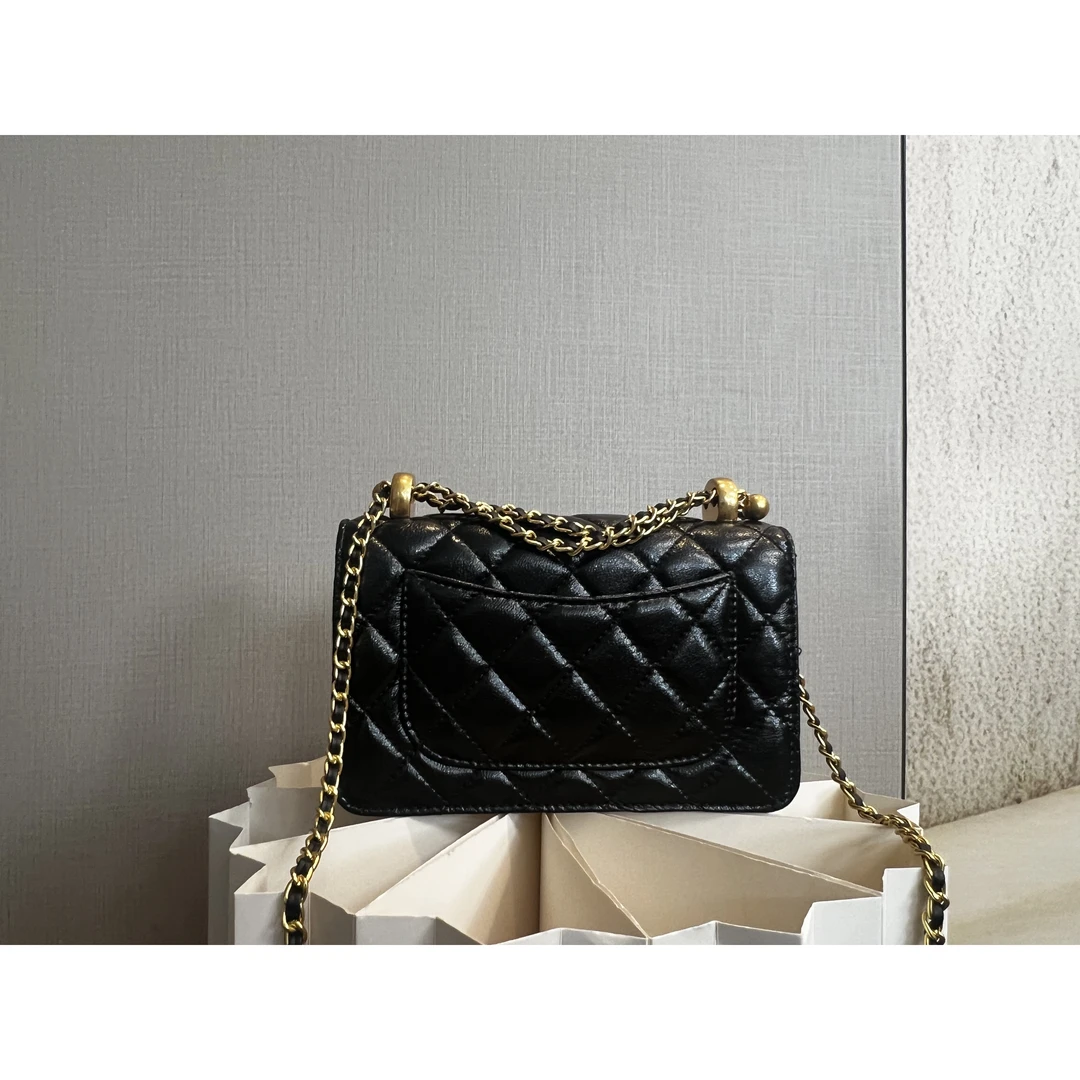 TOLEX2025新款手工时尚女包双珠黑色19cm