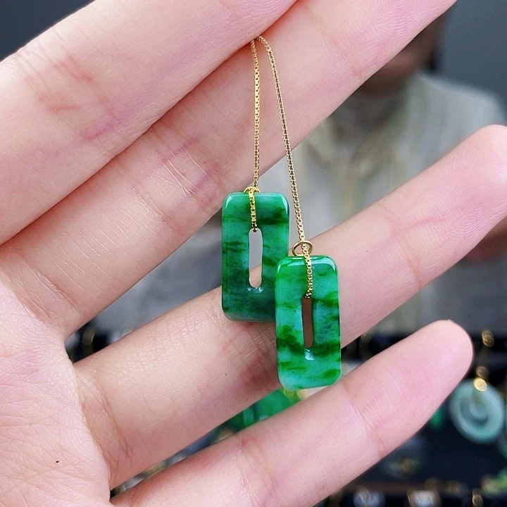 翡翠耳饰银S925镶嵌饰品