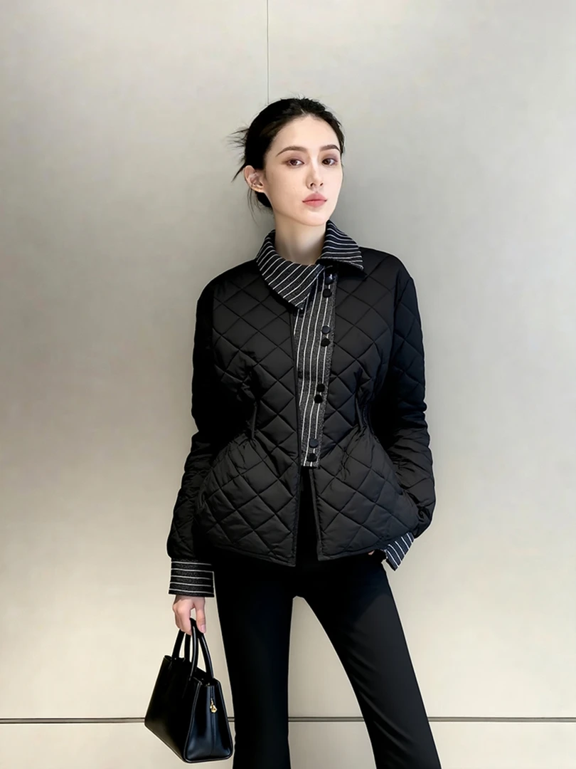 超好看冬装棉衣棉服2025高端时髦洋气设计感小香风收腰黑色外套潮