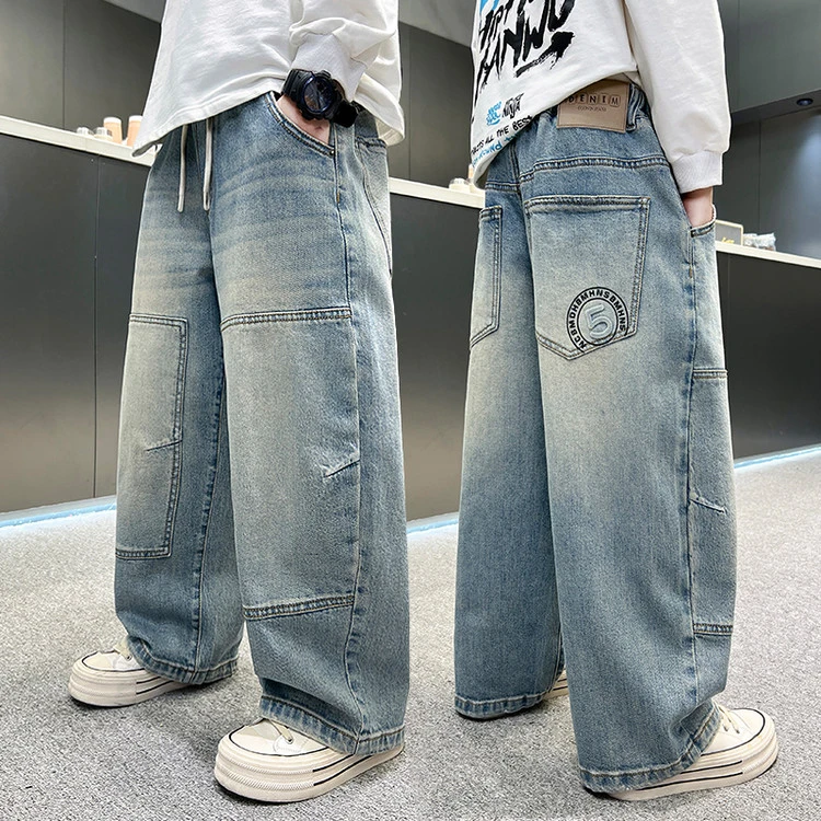 春秋中大童童装春男孩男童痞帅儿童衣服直筒儿童牛仔裤/KK6352