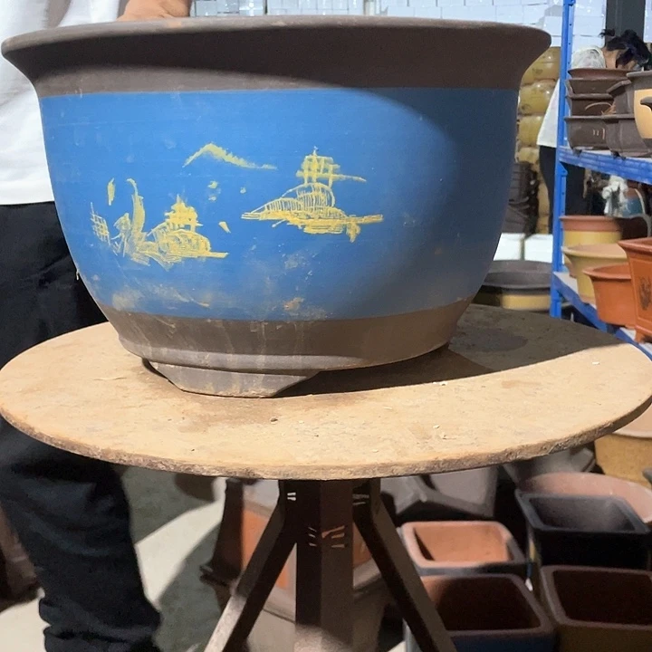 36蓝色山水花盆花盆