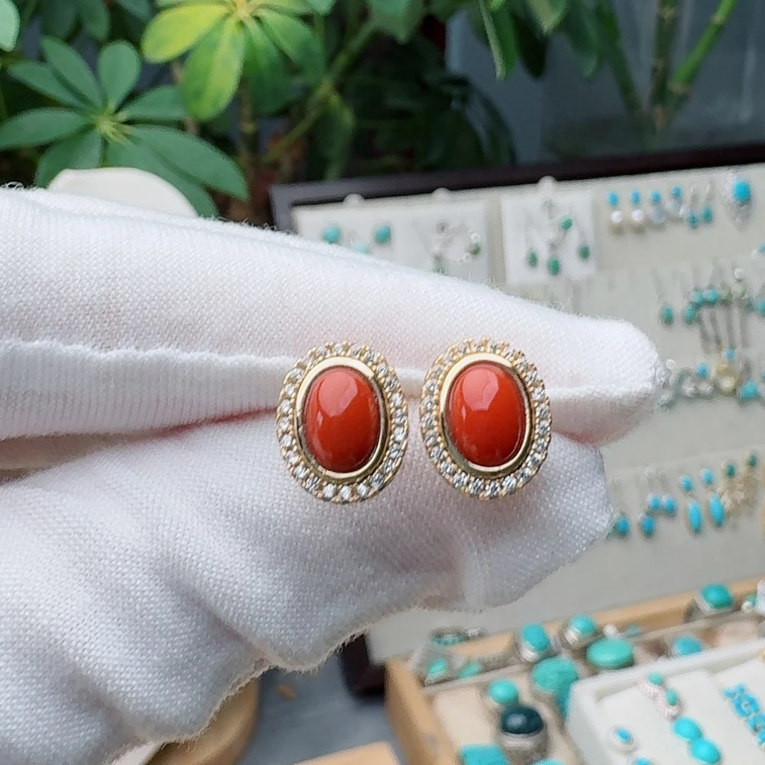 南红玛瑙未镶嵌耳饰耳钉