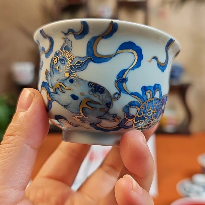 青花描金竹小卢氏杯