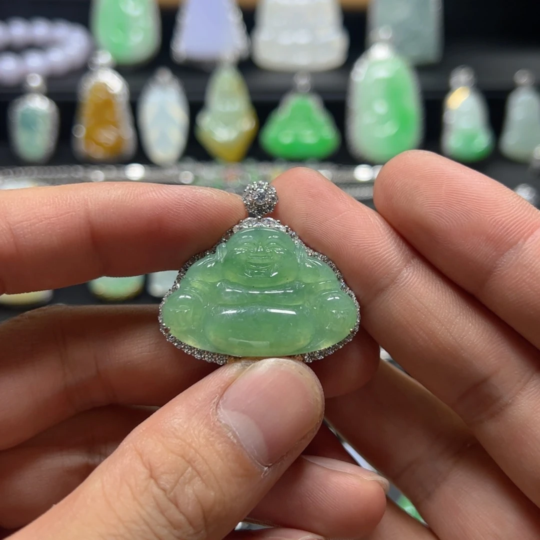 颈饰银S925镶嵌翡翠天然翡翠a货