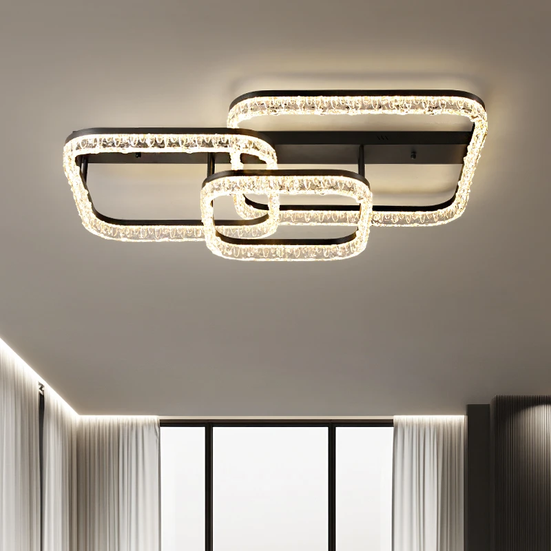 客厅主灯现代简约大气2025新款轻奢高级感冰纹护眼吸顶灯中山灯具