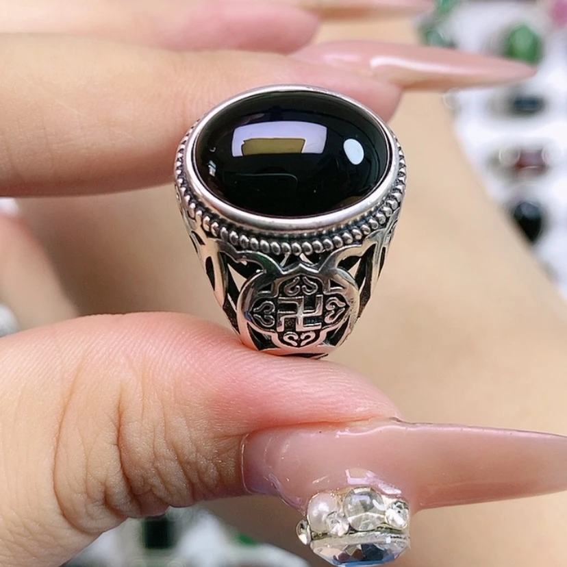 【闪购商品】银S925镶嵌戒指玛瑙/玉髓