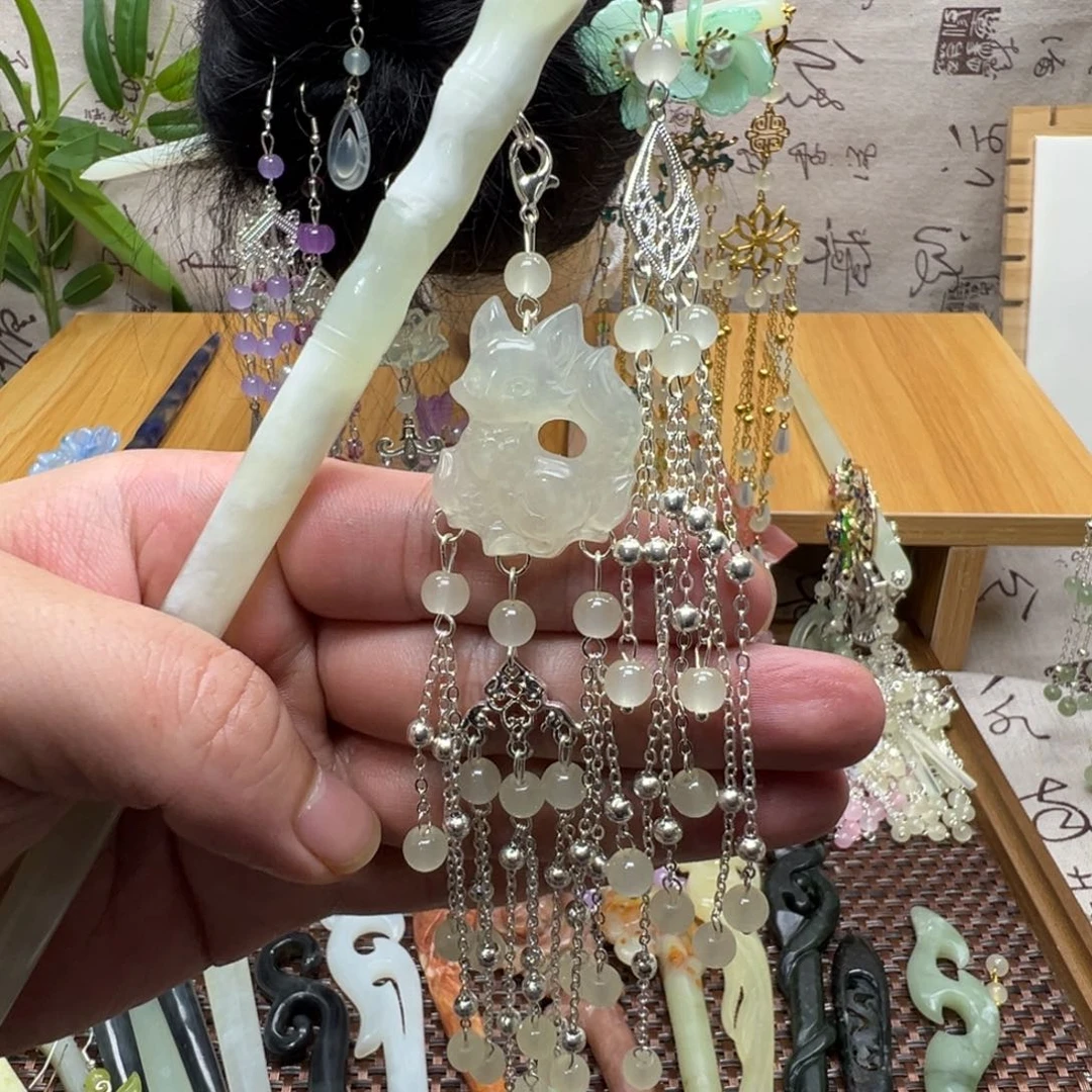 蛇纹石玉合金发饰