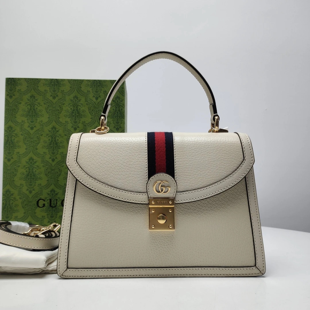 99新 GUCCI/古驰 思斯专属 古驰白色邮差单肩包 THHZ2449