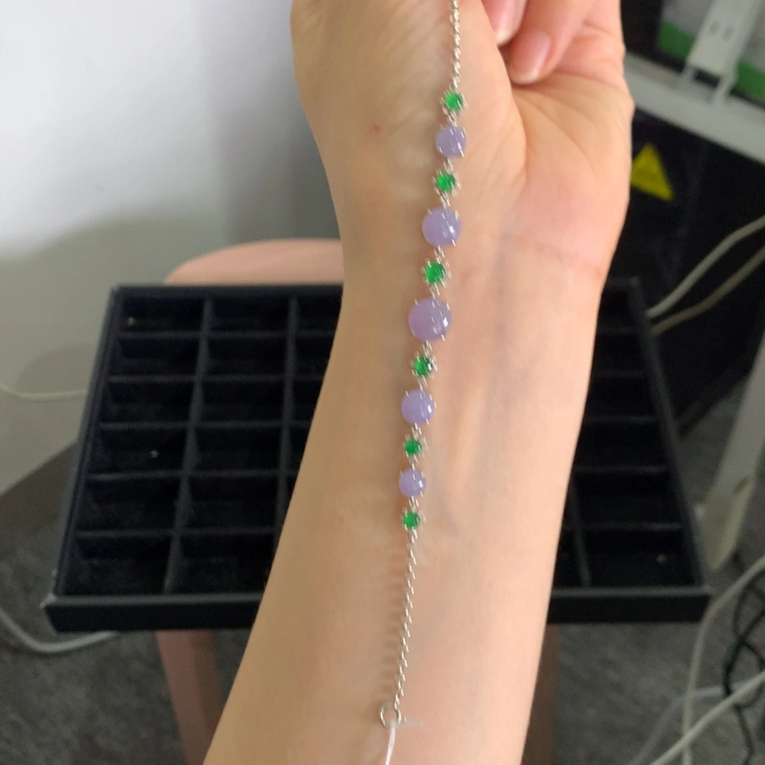 翡翠18K金镶嵌手链翡翠