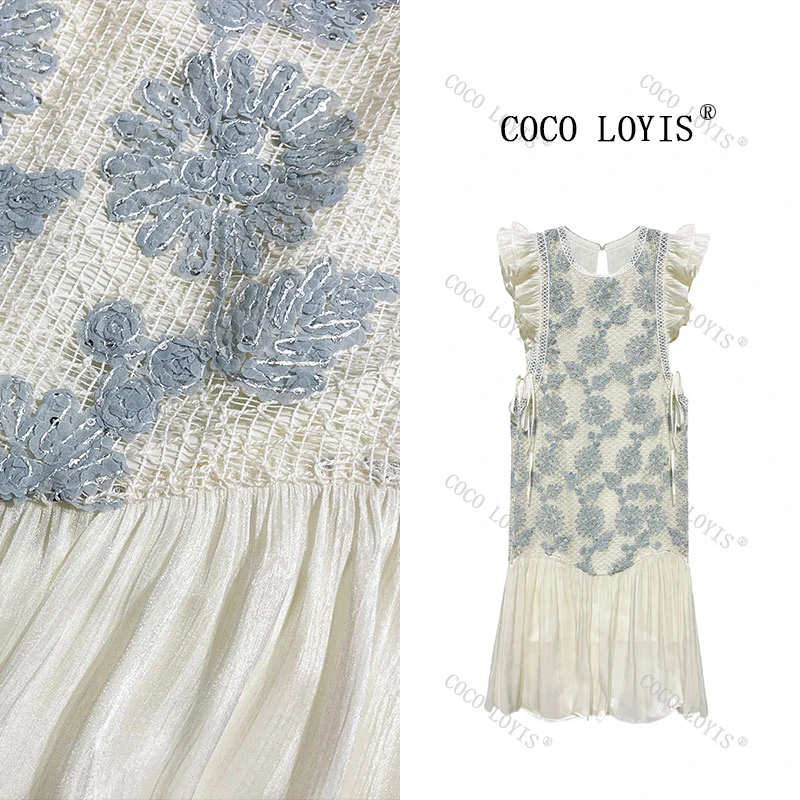 【双双专属】显瘦轻奢长款连衣裙泡泡袖设计师甜美优雅拼接2503281