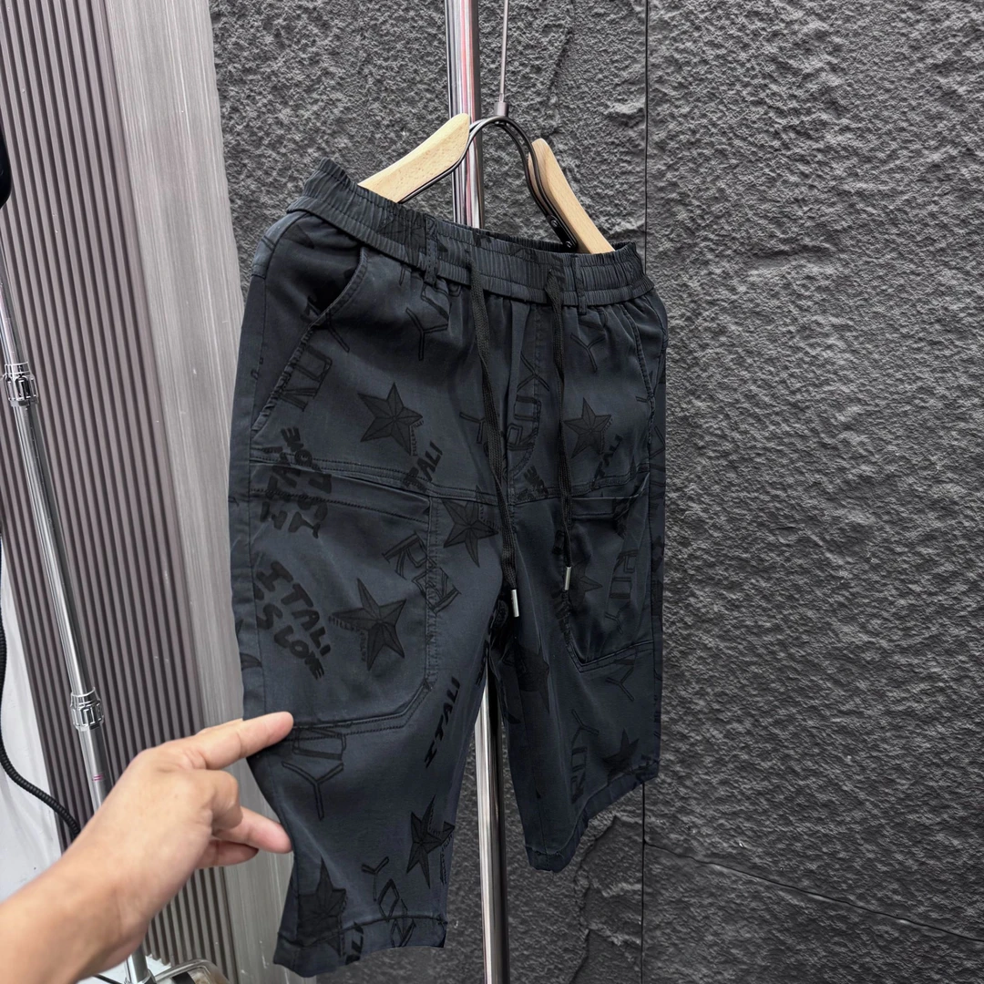 夏季超薄弹力男士简约百搭牛仔休闲宽松短裤-星星-8805