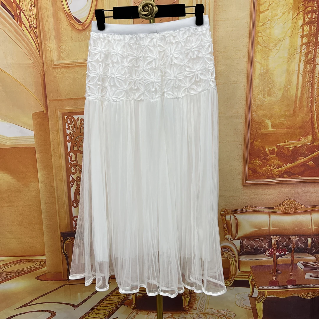 2502新款时尚气质纯色长款百褶半身裙