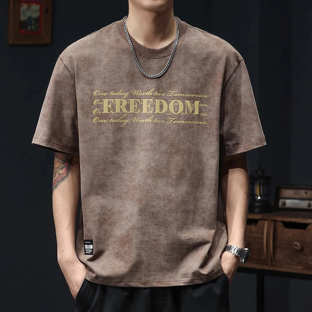 MR.MUDI/穆迪先生美式重磅短袖t恤男士衣服夏季潮流2025新款大码