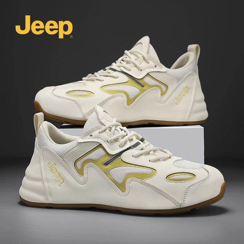 JEEP吉普男款时尚百搭老爹鞋2025夏季新款透气网面鞋内增高运动鞋