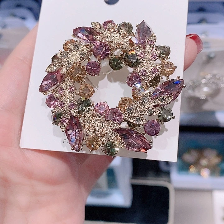 锆石铜合金紫荆花大号胸针