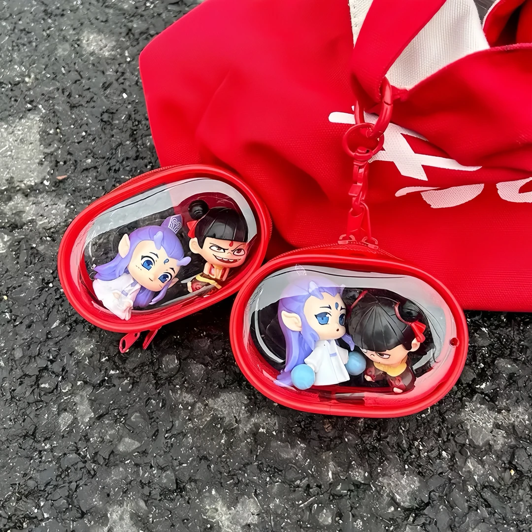 盲盒哪吒遛娃包泡泡玛特敖丙娃公仔手办外出收纳展示中国红保护套