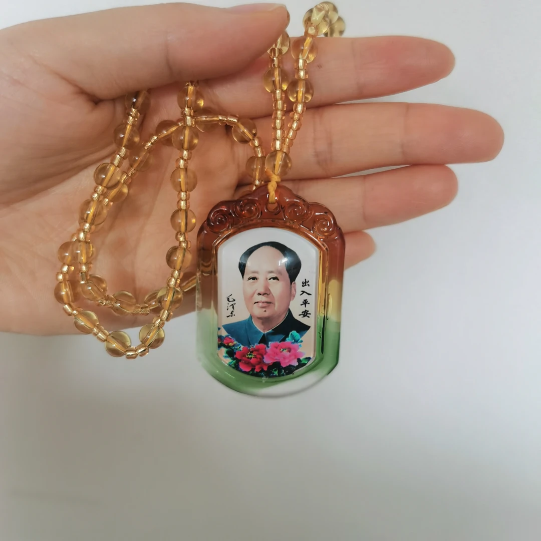 非金属玻璃吊坠 毛主席吊坠水晶项链复古汽车挂件毛衣链民族风
